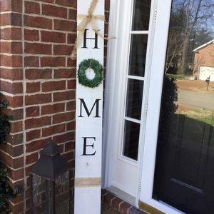 WHITE 5ft HOME Sign wood
